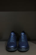Handmade Men’s Navy Blue Leather Sneakers – Modern Low-Top Casual Shoes
