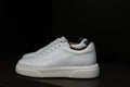 Handmade Men’s White Leather Sneakers – Modern Low-Top Casual Shoes