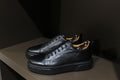 Handmade Men’s Black Leather Sneakers  II – Modern Low-Top Casual Shoes